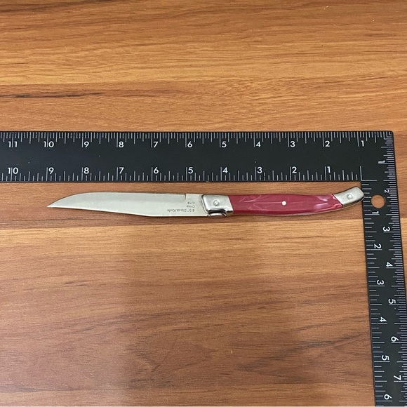 6pcs. WOLFGANG PUCK 4.5” Stainless Steel Steak Knife Set Wood Storage Box Red - Picture 8 of 13